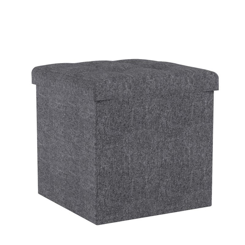 B FSOBEIIALEO Storage Ottoman Cube, Storage Chest Folding Foot Rest Seat, Linen Grey 12.6"X12.6"X12.6" (2 Pack) - Image 4